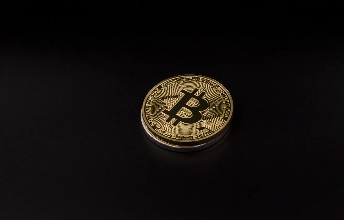 Photo wallpaper gold, black, coin, bitcoin, bitcoin, btc