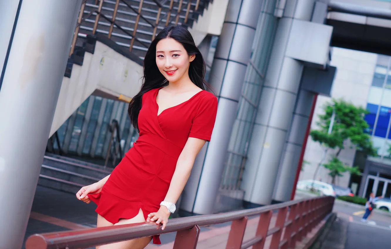 Photo wallpaper girl, street, Asian