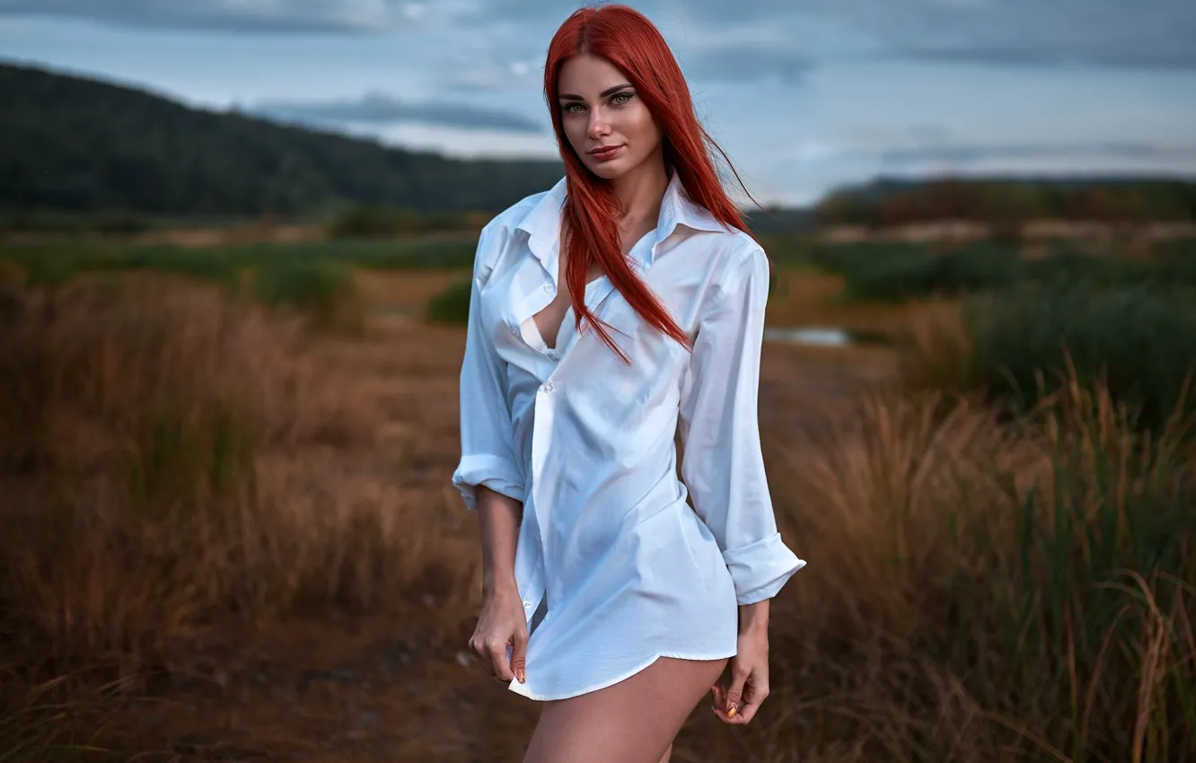 Photo wallpaper girl, red, Vyacheslav Shishkov