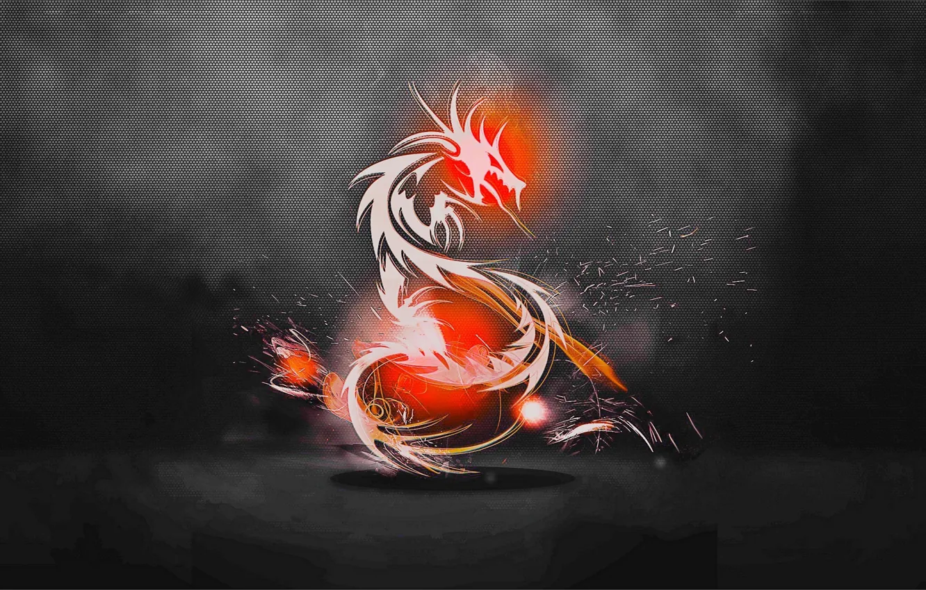 Photo wallpaper light, background, dragon, shadow
