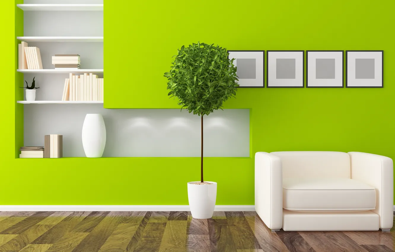 Photo wallpaper flowers, furniture, interior, chair, living room