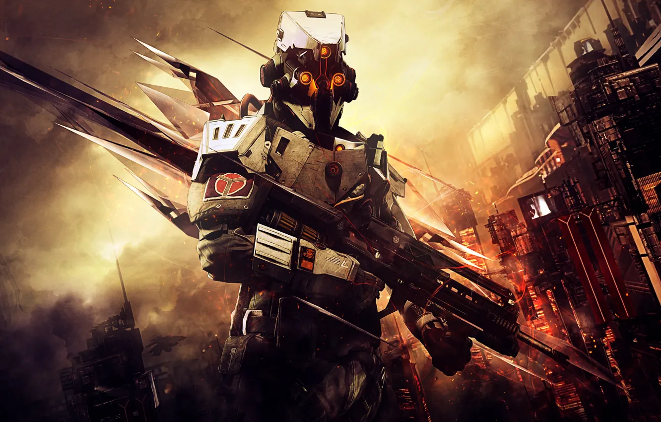 Photo wallpaper city, abstract, killzone, soldier, Video Game, Sony Computer Entertainment, Playstation 4, Guerrilla Games