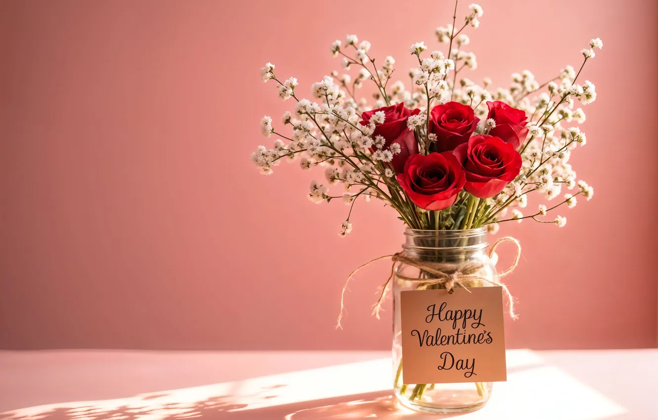 Photo wallpaper love, flowers, romance, roses, bouquet, love, Valentine's day, flowers