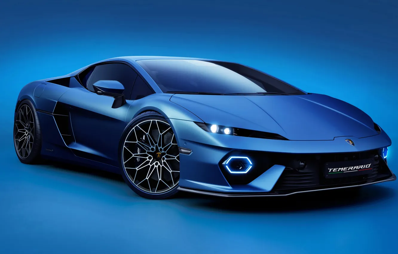 Photo wallpaper auto, Lamborghini, blue color, blue background