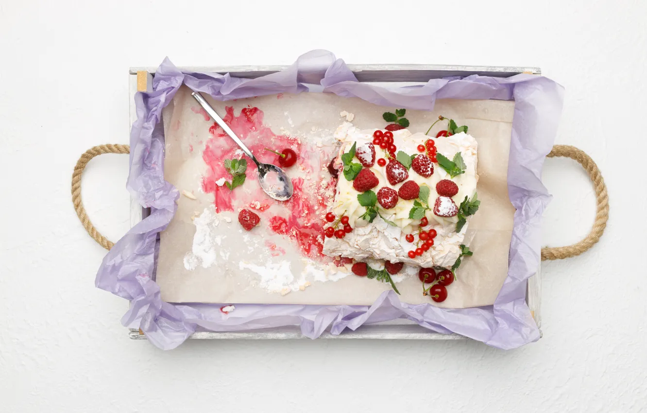 Photo wallpaper berries, cake, dessert, tray, delicious, meringue