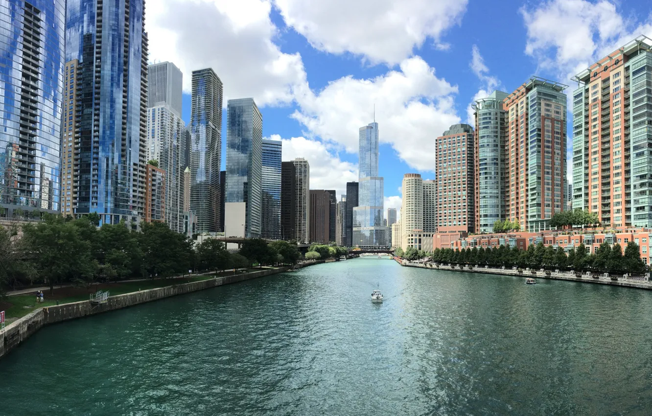 Photo wallpaper City, Chicago, Water, Architecture