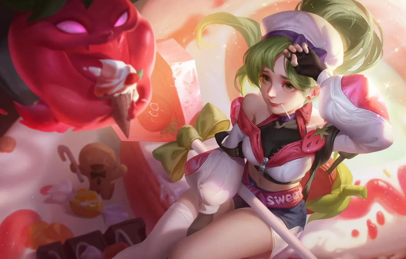 Photo wallpaper look, girl, the game, cookies, arena, characters, mob, online