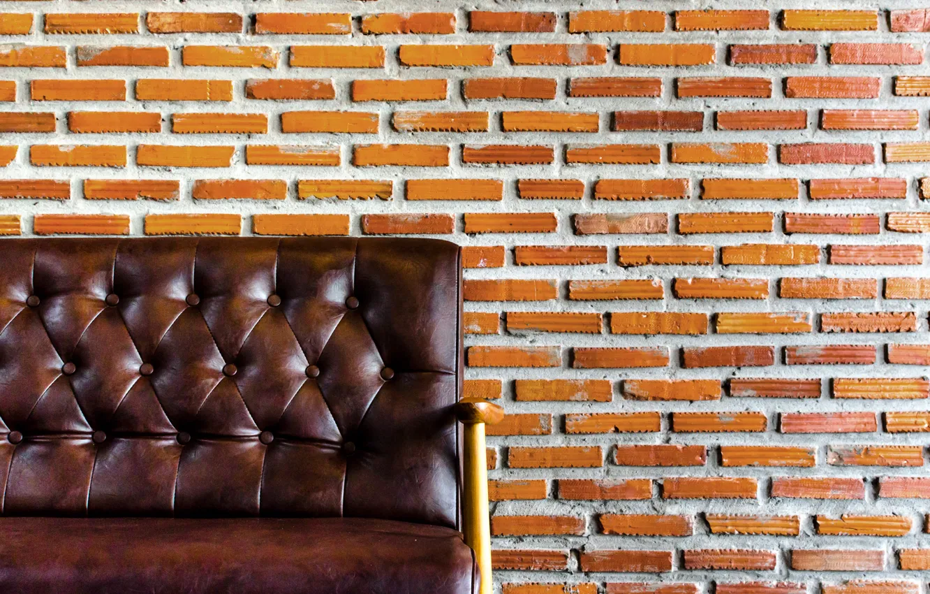 Photo wallpaper wall, bricks, armchair