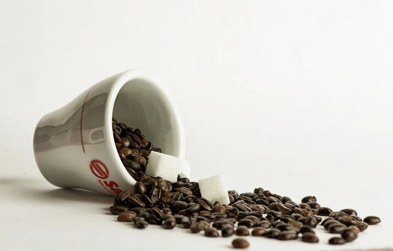 Photo wallpaper macro, coffee, Cup, sugar