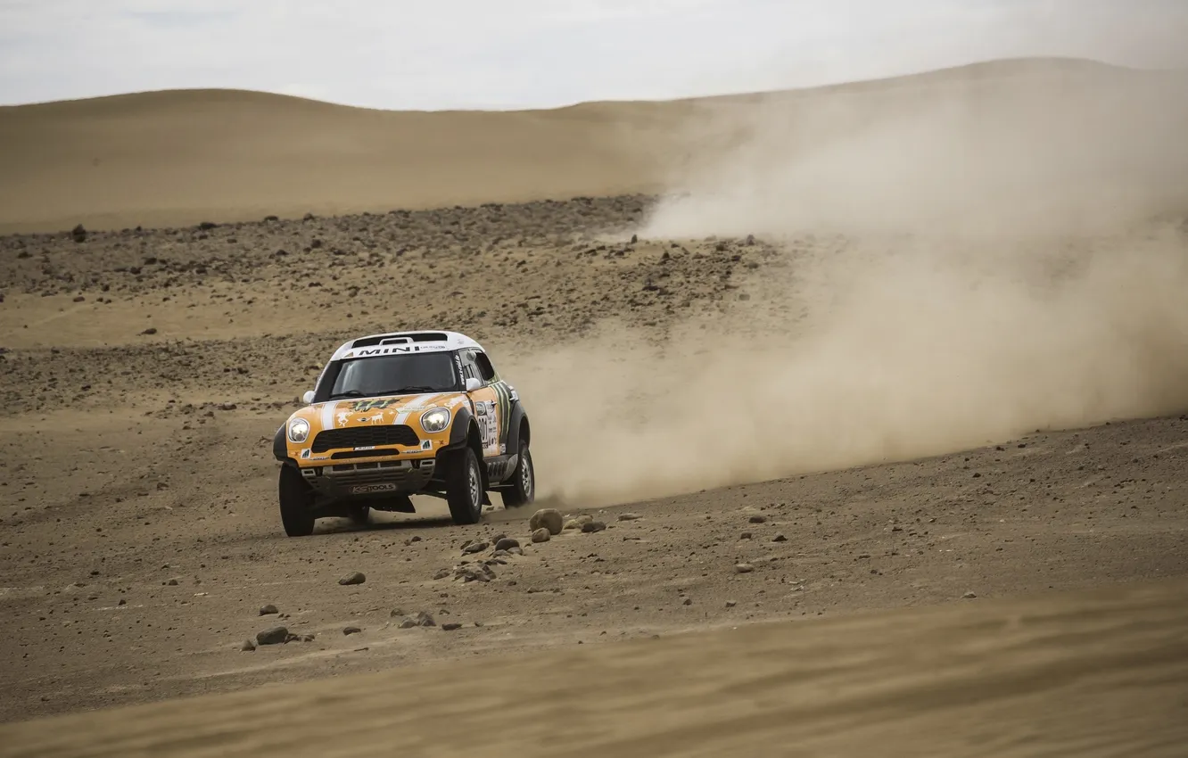 Wallpaper Auto, Yellow, Dust, Race, Mini Cooper, Rally, Dakar, Dakar ...