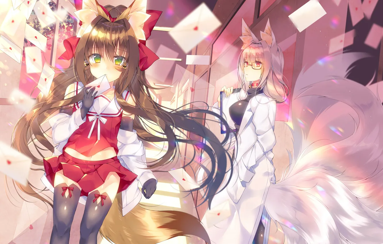 Photo wallpaper girl, anime, art, youkai