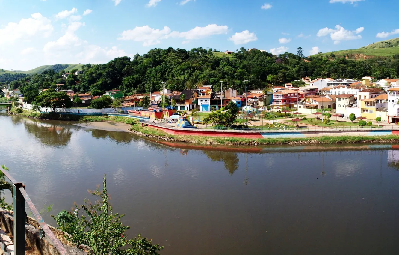 Photo wallpaper bridge, river, home, Brazil, panorama, Sao Paulo