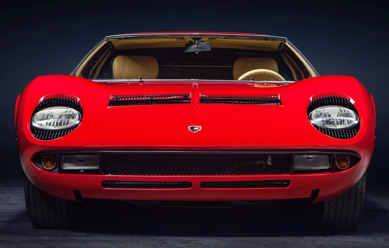 Photo wallpaper Red, Color, Auto, Lamborghini, Machine, 1971, Lights, Car