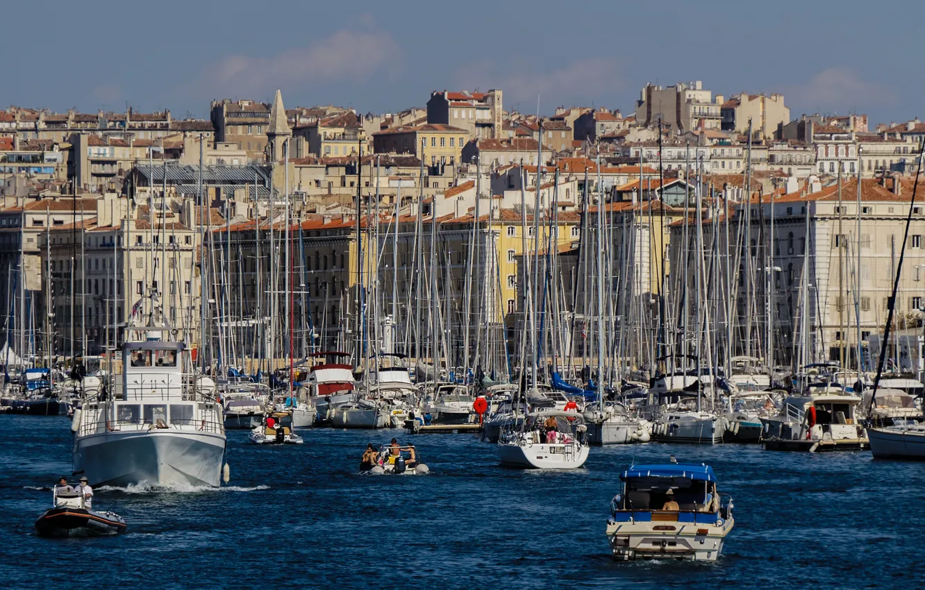 Photo wallpaper sea, boat, France, home, yacht, Marseille