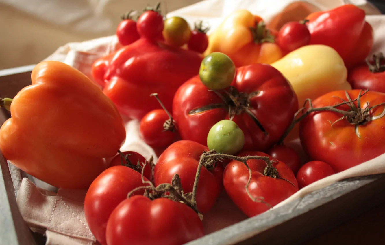 Photo wallpaper Pepper, Tomatoes, Tomatoes