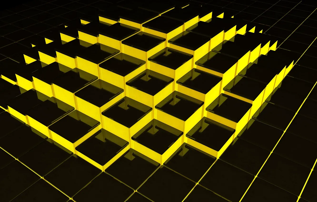 Photo wallpaper yellow, cubes, structure