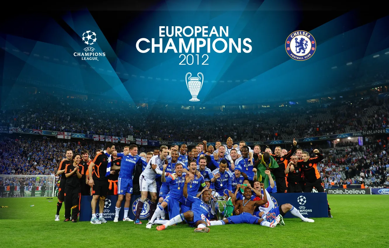 Photo wallpaper wallpaper, sport, team, football, Chelsea FC, players, UEFA Champions League Winners