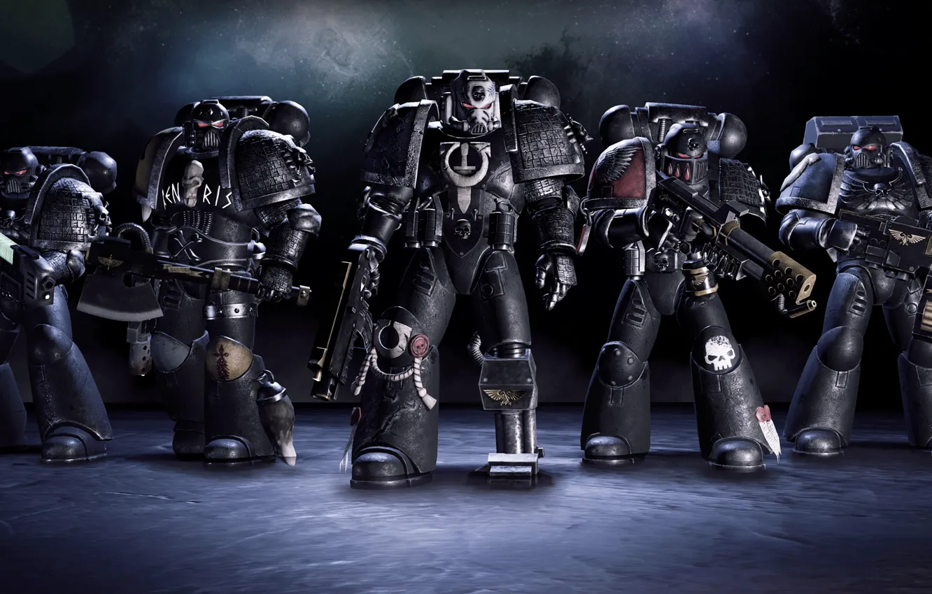 Photo wallpaper weapons, soldiers, team, armor, axe, fighter, Warhammer 40K: Deathwatch - Tyranid Invasion, Games Workshop