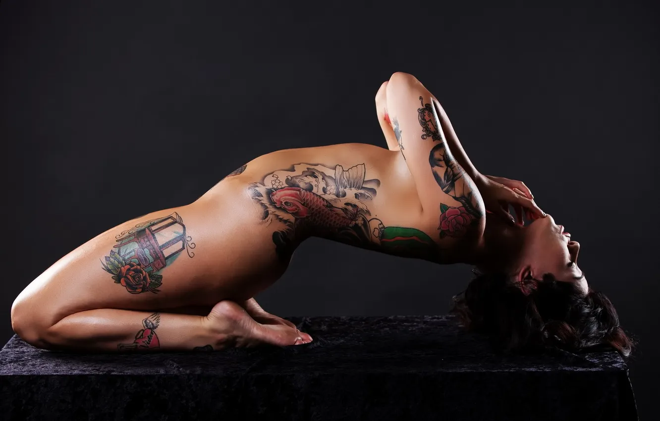 Photo wallpaper girl, pose, tattoo