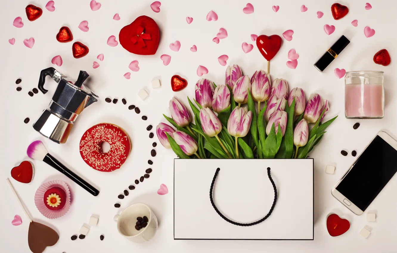Photo wallpaper box, tulips, composition, Valentine's day, Natalia Klenova