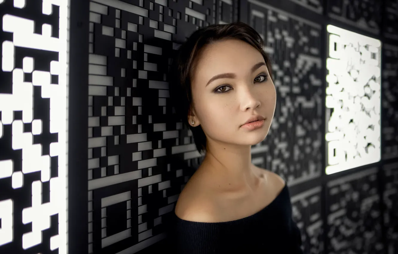 Photo wallpaper freckles, Maxim Guselnikov, portrait photo, Karina Kim