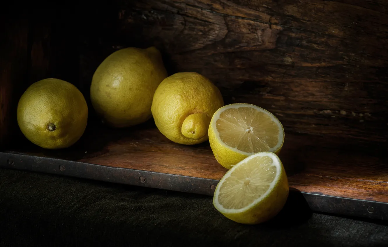 Photo wallpaper citrus, halves, lemons
