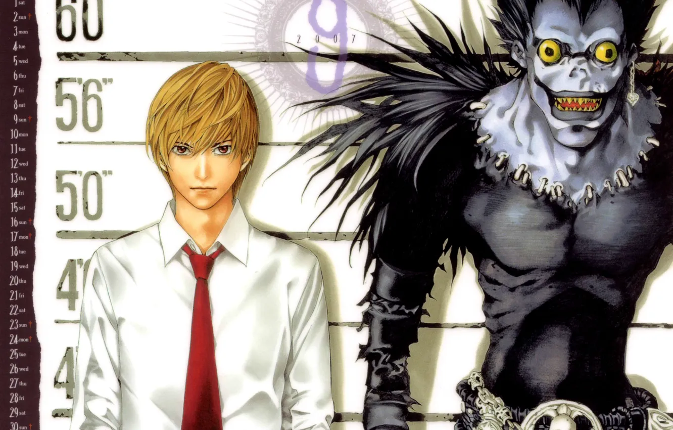Photo wallpaper monster, mouth, Death note, killer, Death note, crazy eyes, Ryuk, Yagami Light