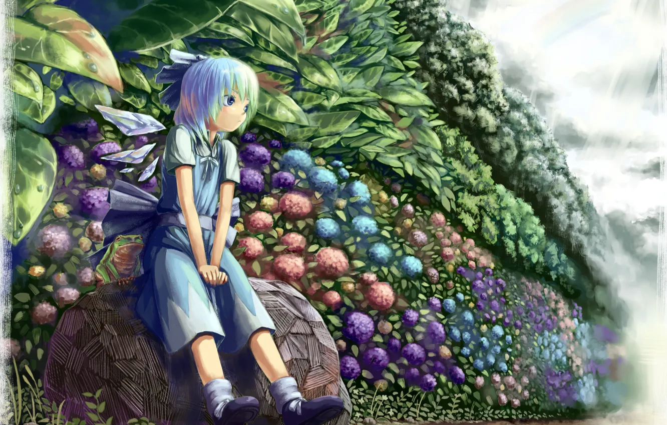 Photo wallpaper summer, flowers, anime, garden, girl