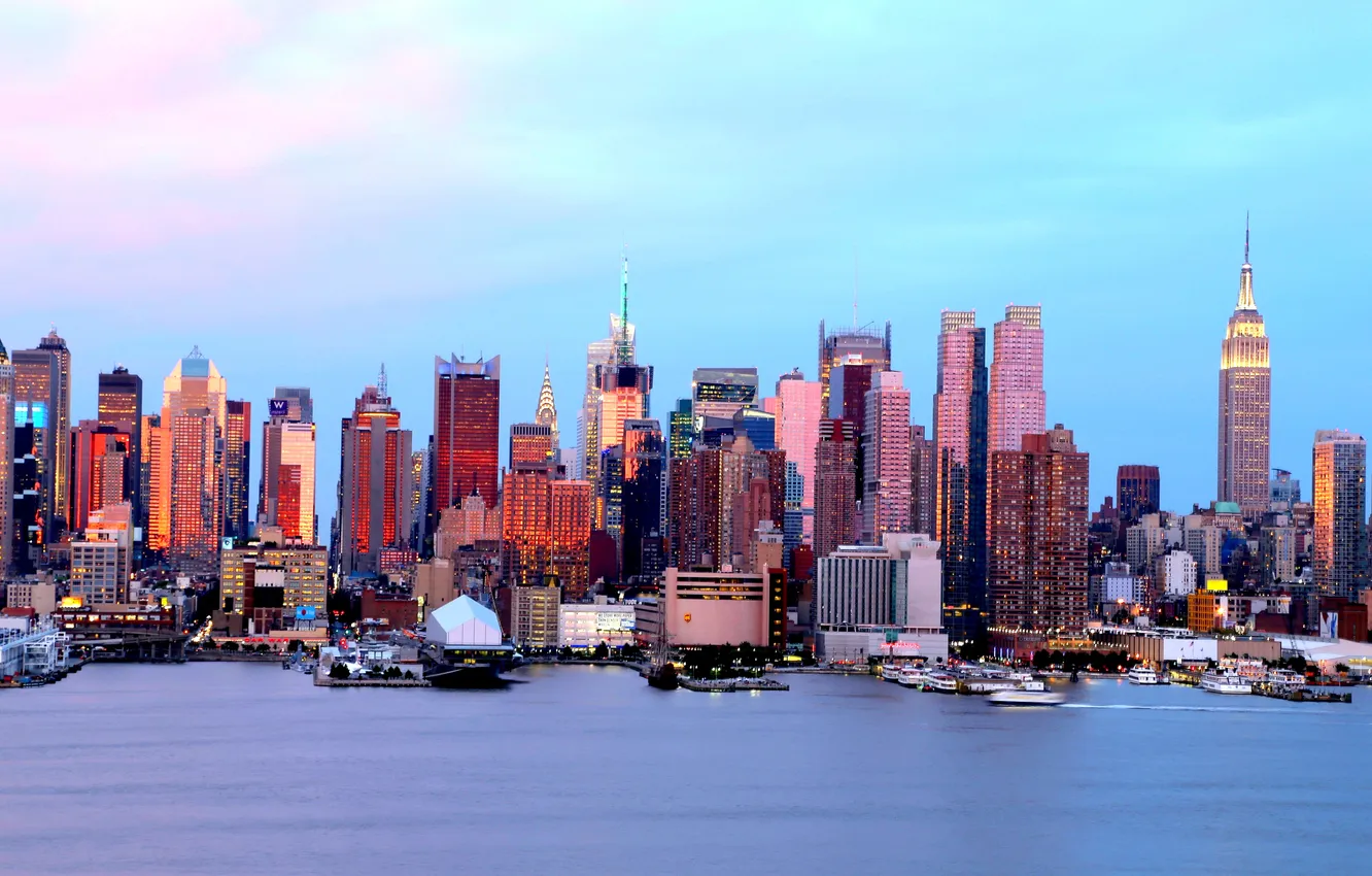 Photo wallpaper the sky, home, New York, skyscrapers, panorama, USA, Manhattan