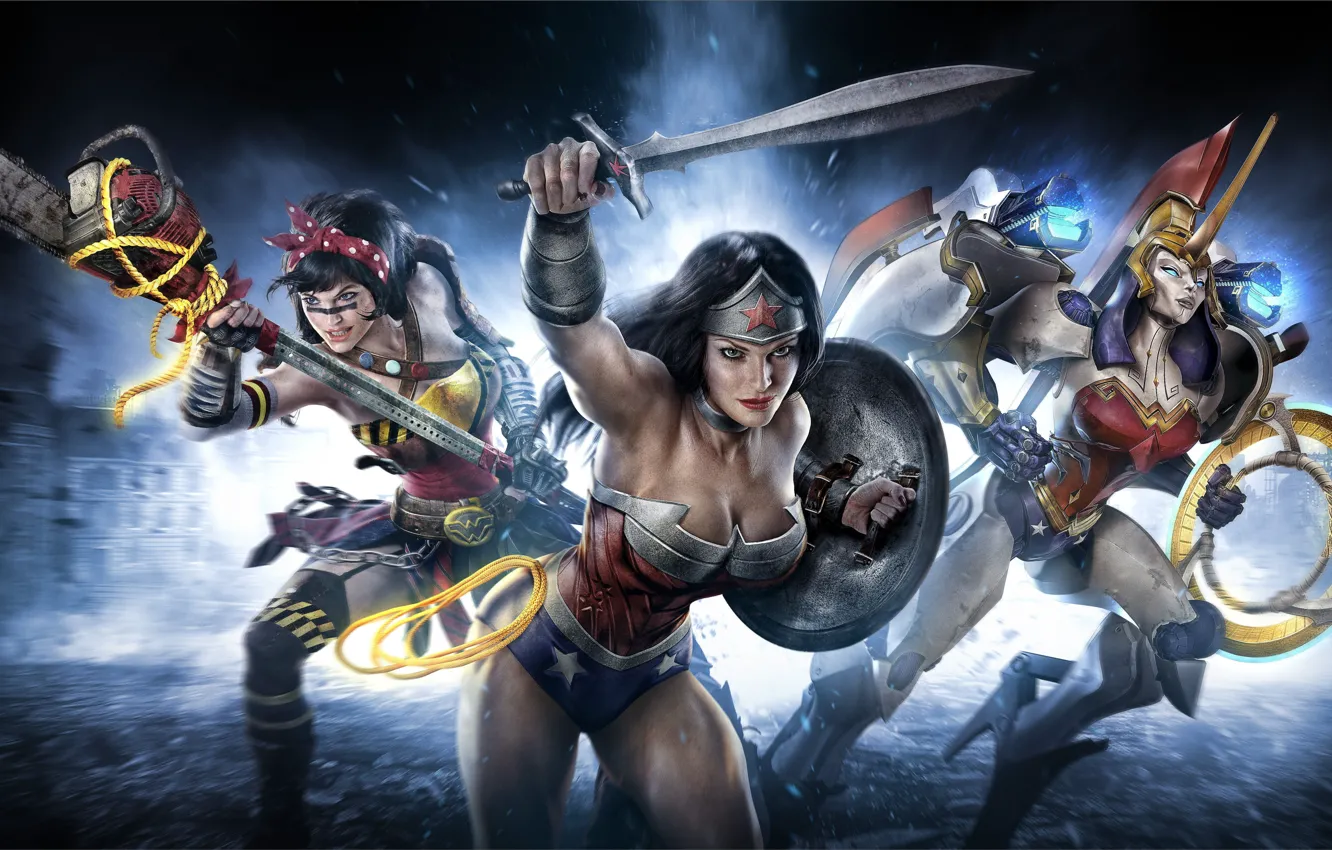 Photo wallpaper girl, stars, weapons, Shine, sword, hero, jerk, Wonder Woman