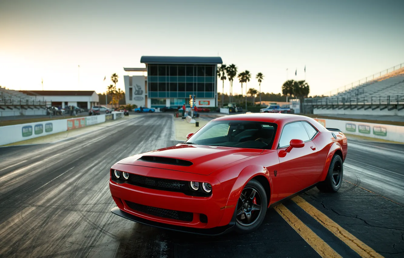 Photo wallpaper Muscle, Red, Car, Dodge Challenger, SRT, Demon