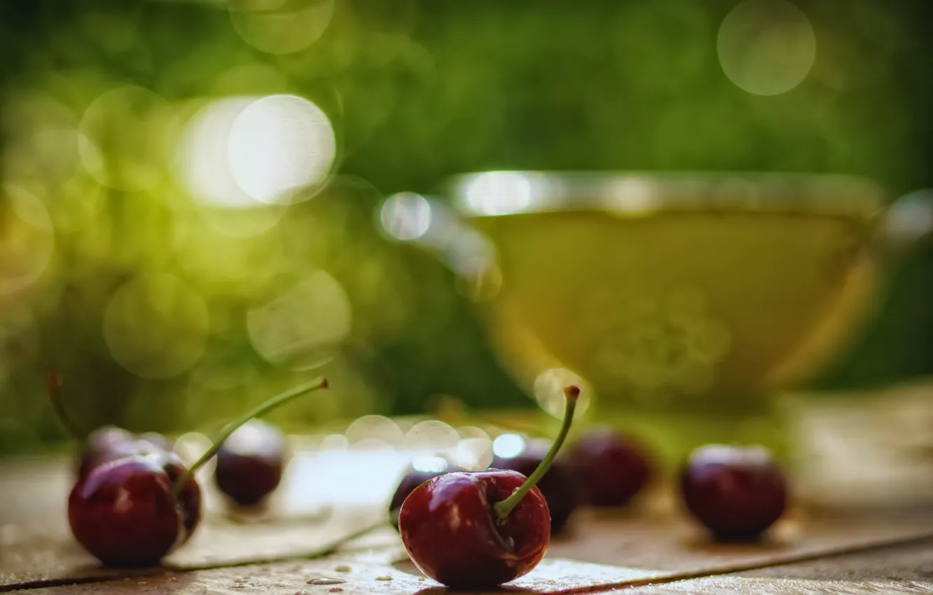 Photo wallpaper cherry, berries, background