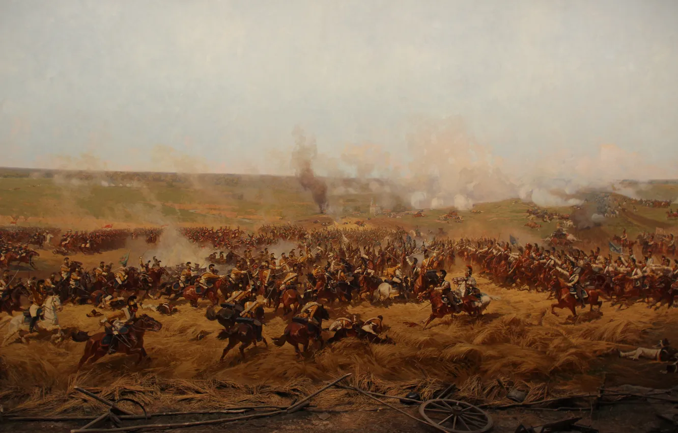 Photo wallpaper horse, picture, battle, soldiers, the battle, fragment, the Frenchman, Russian