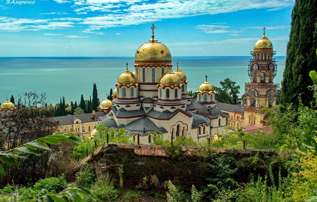 Photo wallpaper sea, the sky, landscape, nature, view, beautiful, temple, architecture