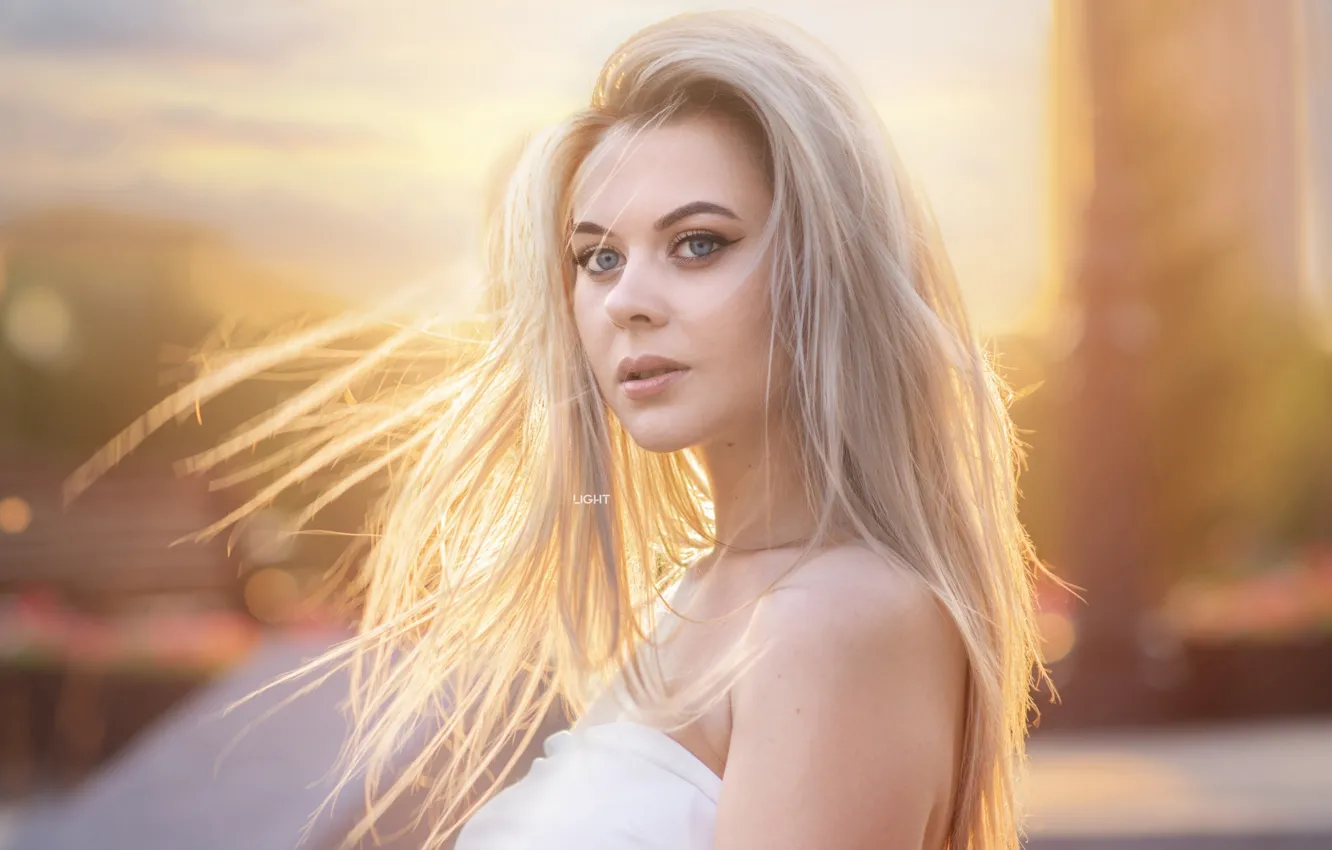 Photo wallpaper look, face, hair, portrait, blonde, shoulders, Alexander Drobkov-Light, Carina Carina