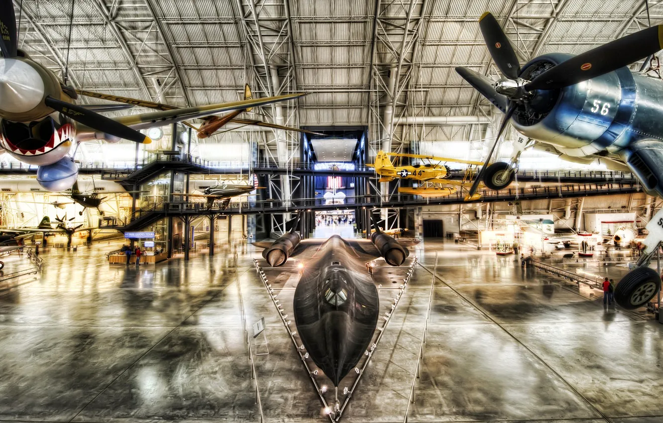 Photo wallpaper the plane, fighter, hdr, hangar, Museum