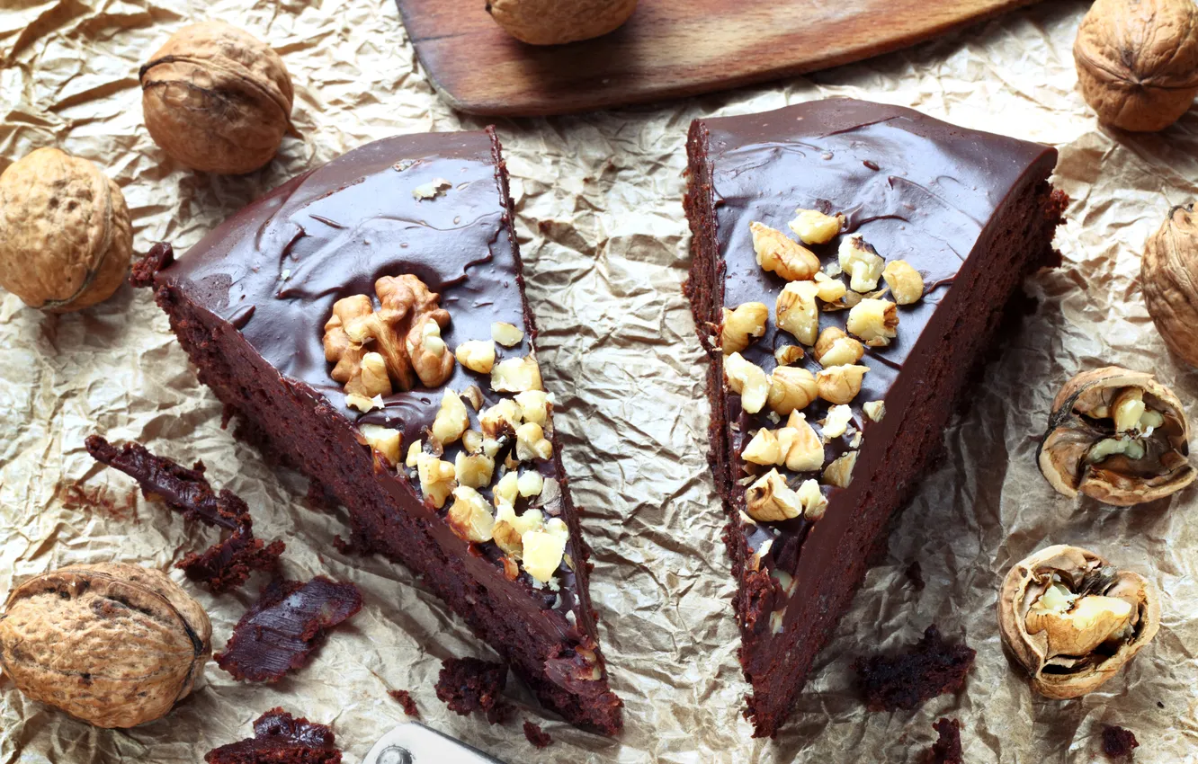 Photo wallpaper chocolate, cake, cake, nuts, cake, cream, dessert, cakes
