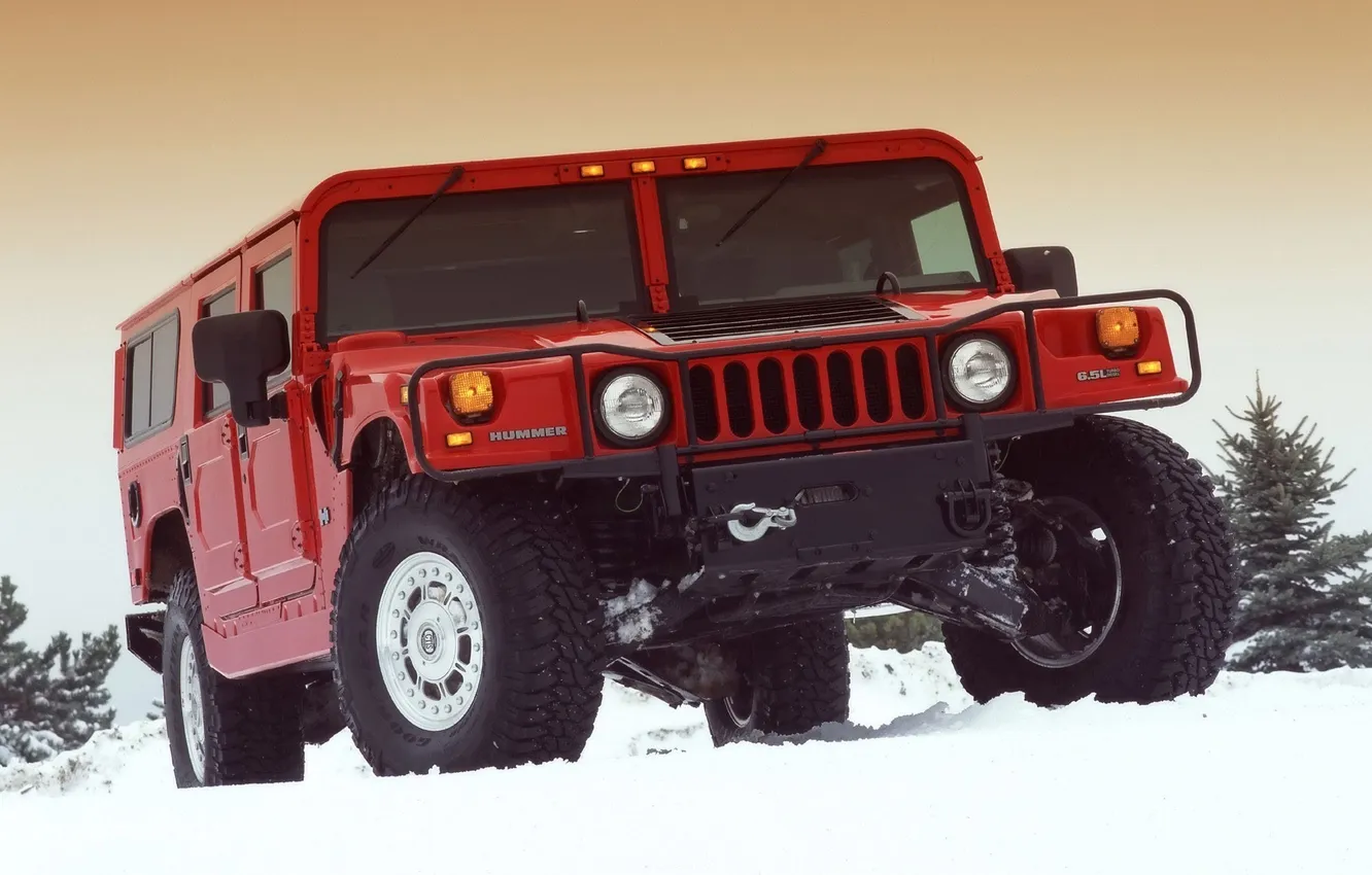 Photo wallpaper winter, snow, red, hammer, Hammer