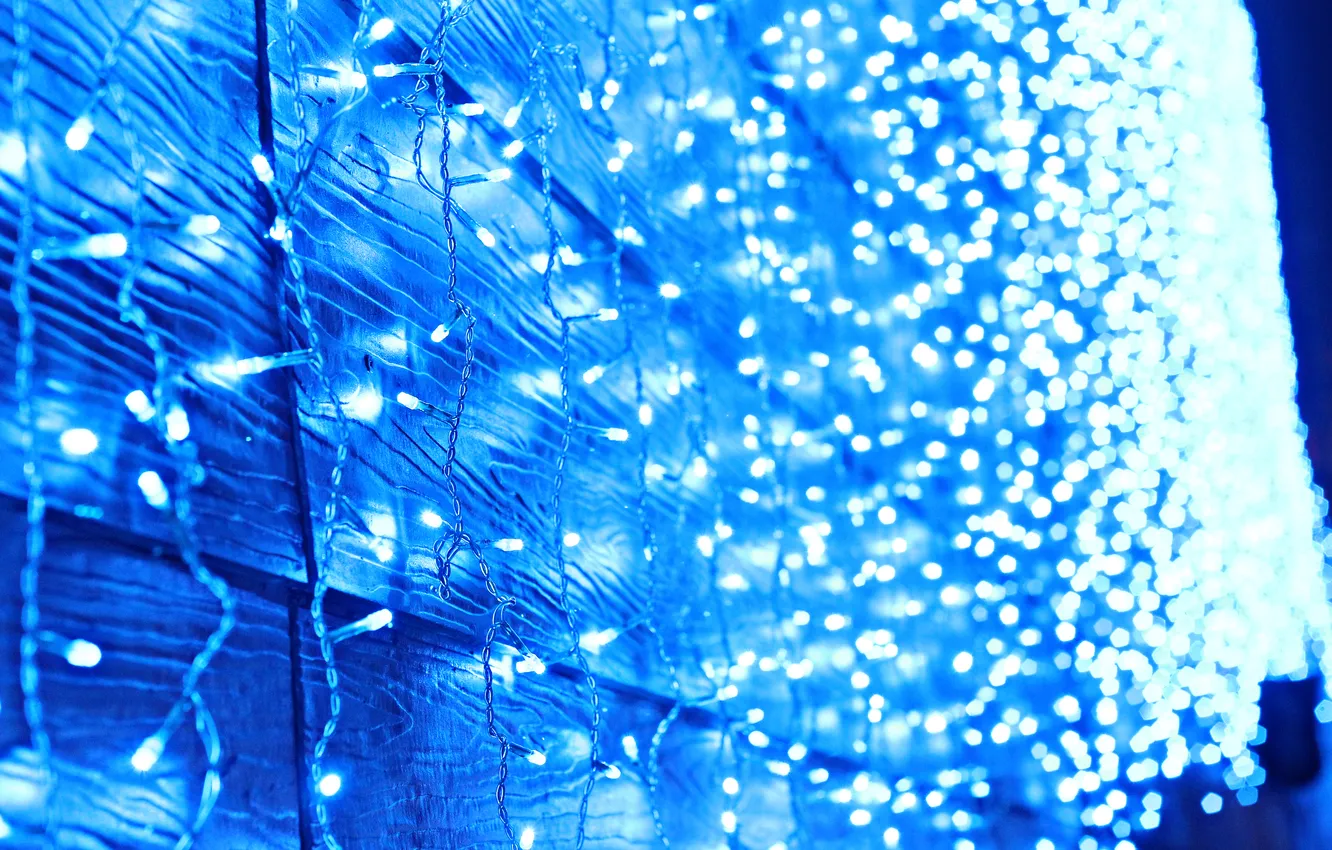 Photo wallpaper Blue, Lights, Night, Bokeh, Mood, Street Lights