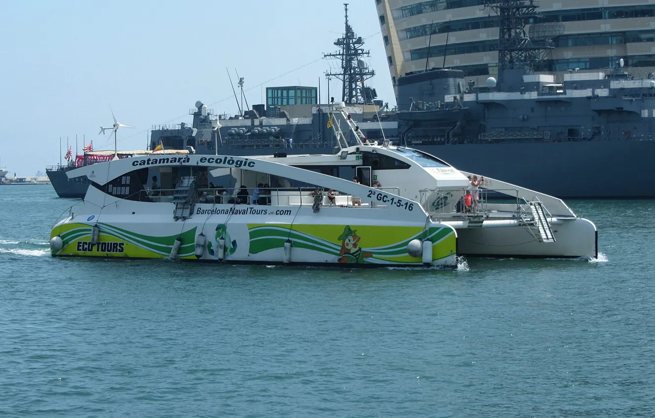 Photo wallpaper boat, Spain, Barcelona