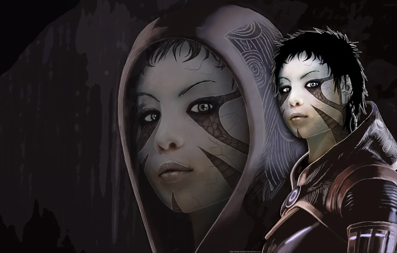 Photo wallpaper face, mass effect, Tali