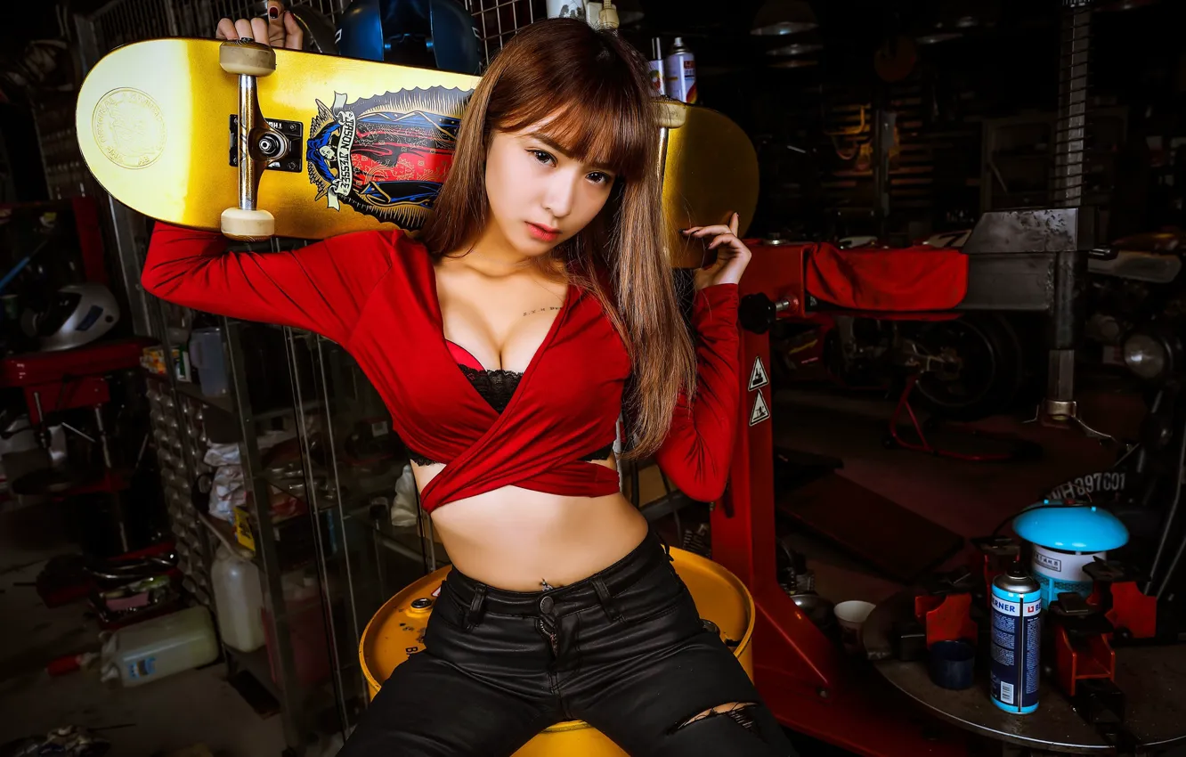 Photo wallpaper look, sexy, pose, model, makeup, figure, hairstyle, brown hair