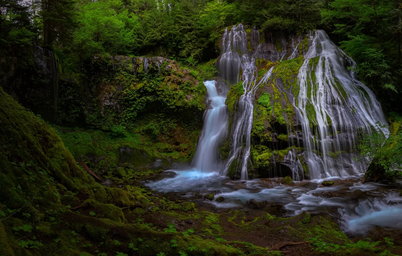 Photo wallpaper nature, rocks, shore, waterfall, stream