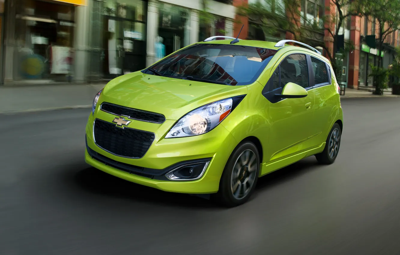 Photo wallpaper city, Speed, Chevrolet, Red, Chevy, 2013, spark