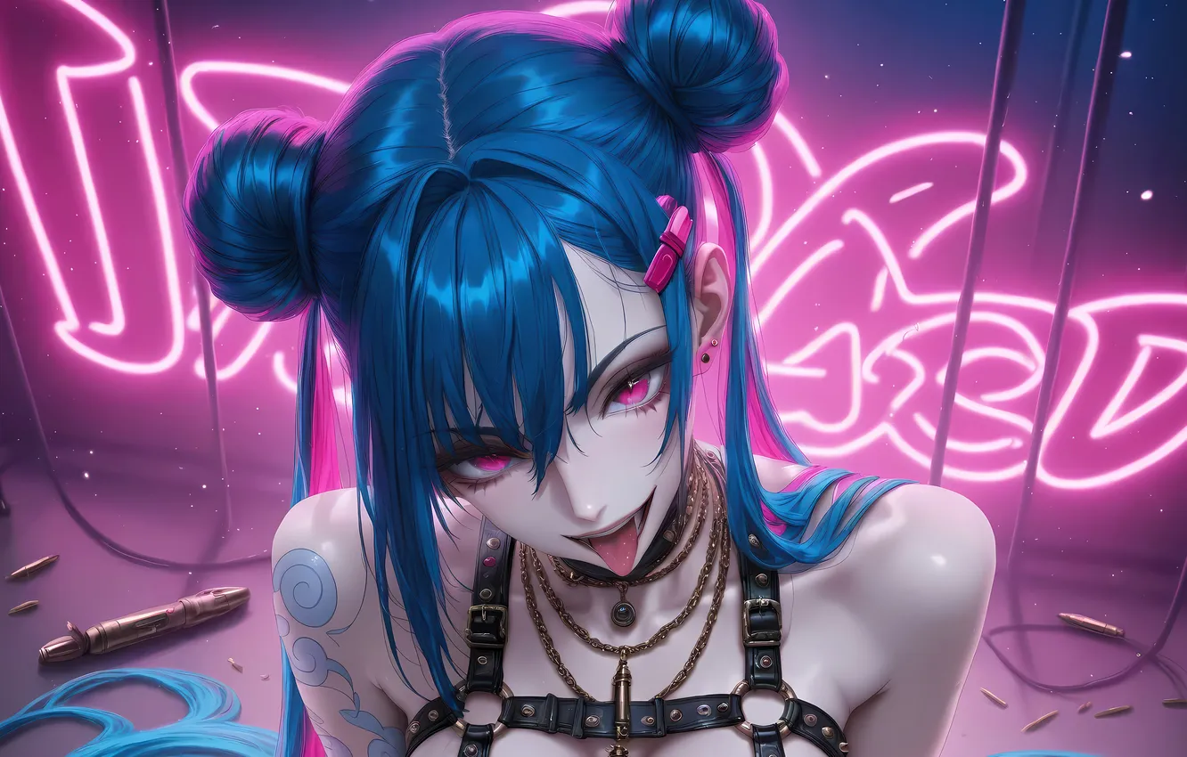 Photo wallpaper girl, anime, blue hair, anime girl, AI Art, AI Generated