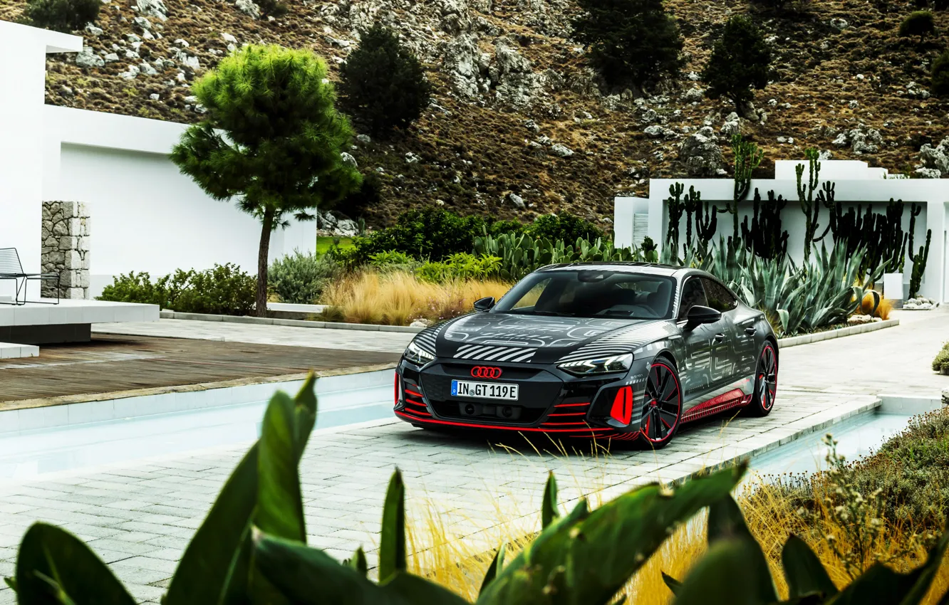 Photo wallpaper Audi, vegetation, coupe, 2020, RS e-Tron GT Prototype