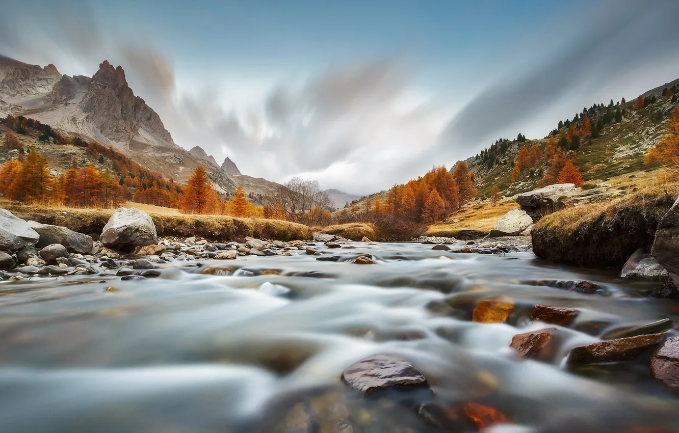 Photo wallpaper mountains, nature, river