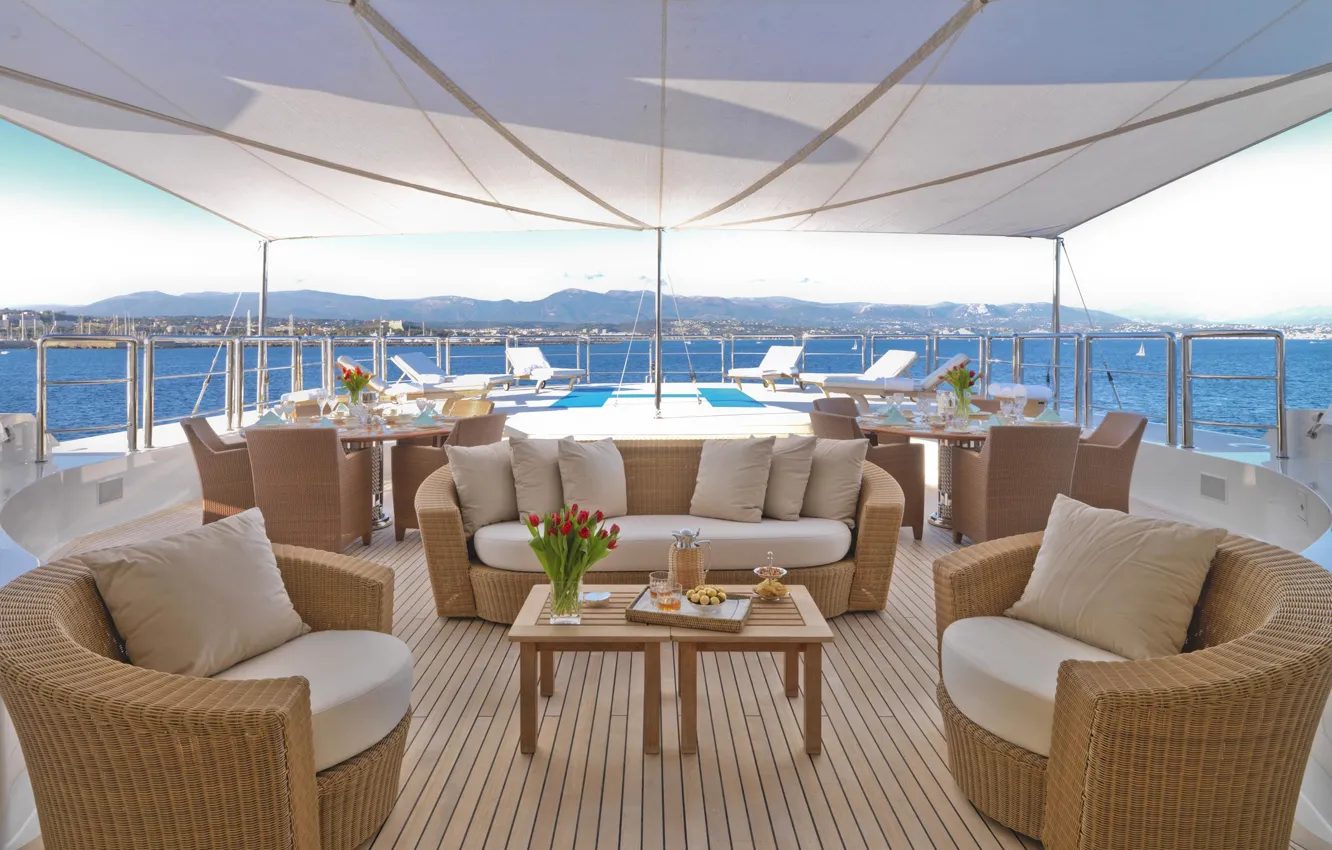 Photo wallpaper design, style, furniture, interior, yacht, deck, Suite, super mega luxury yacht NATITA