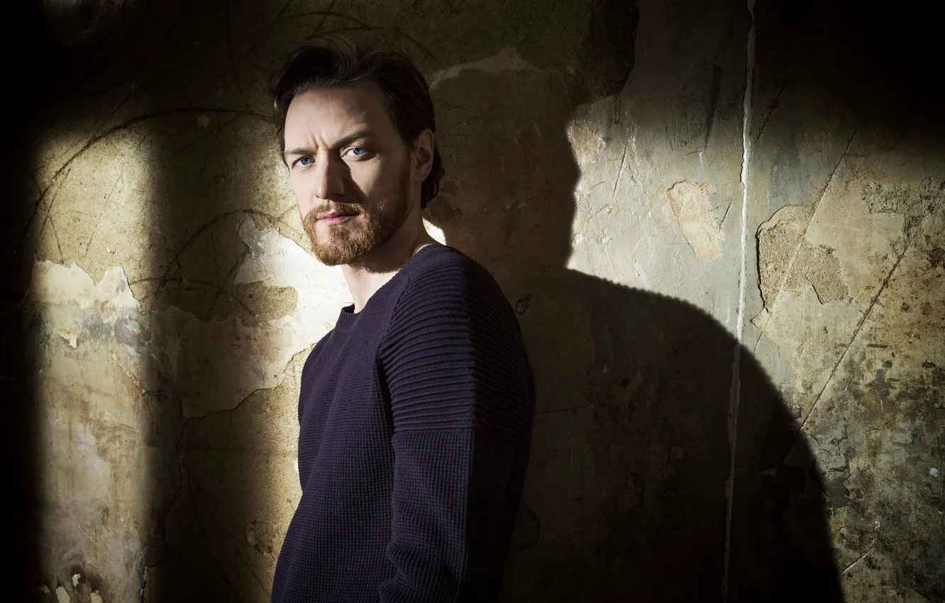 Photo wallpaper look, wall, shadow, male, sweater, James McAvoy