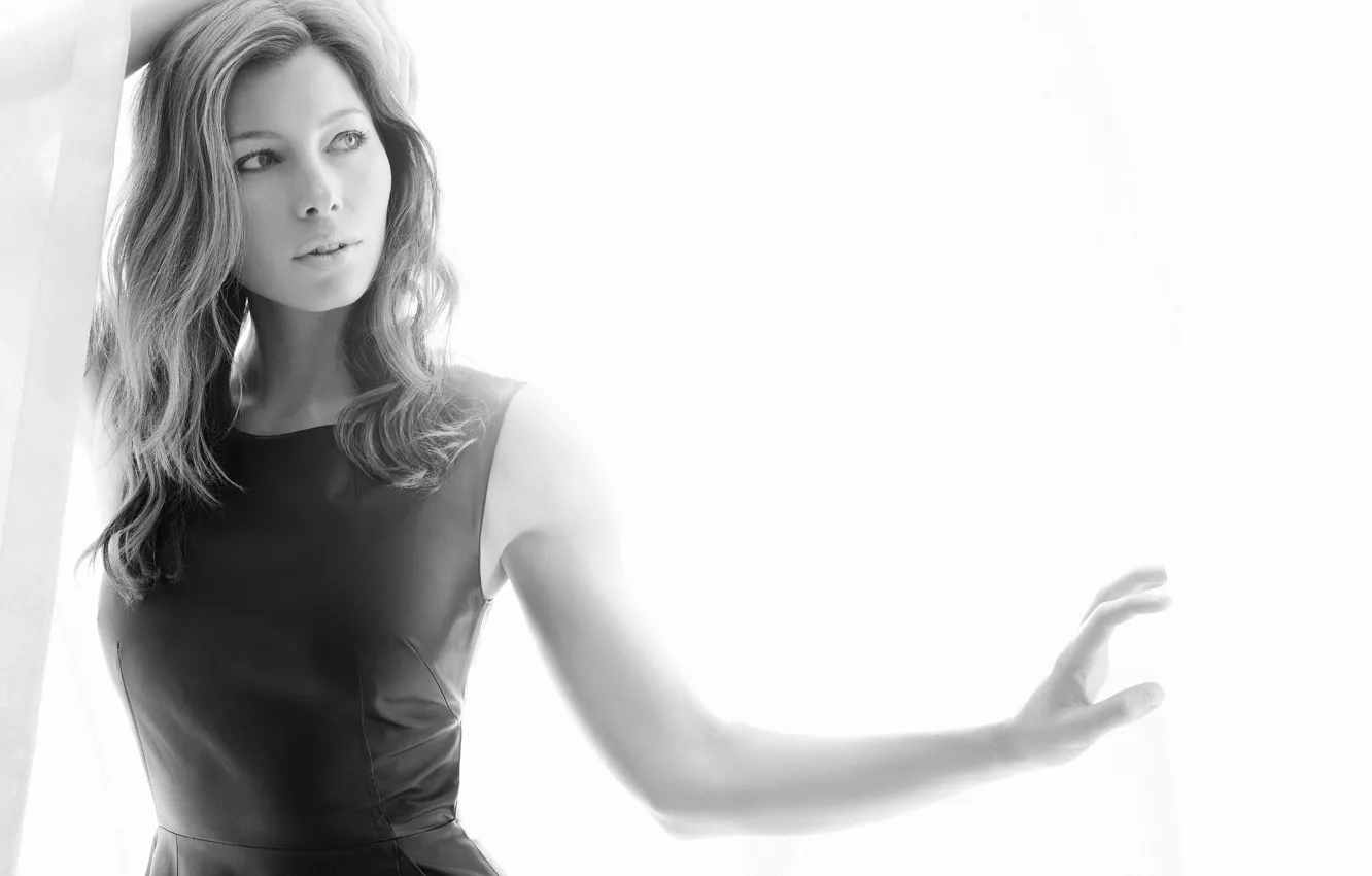 Photo wallpaper actress, black and white, Jessica Biel